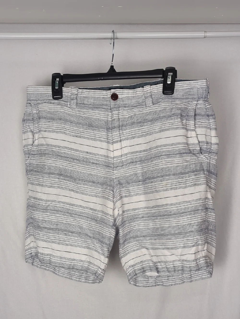 J CREW Men's 34 Stanton Linen Blue Stripe Shorts